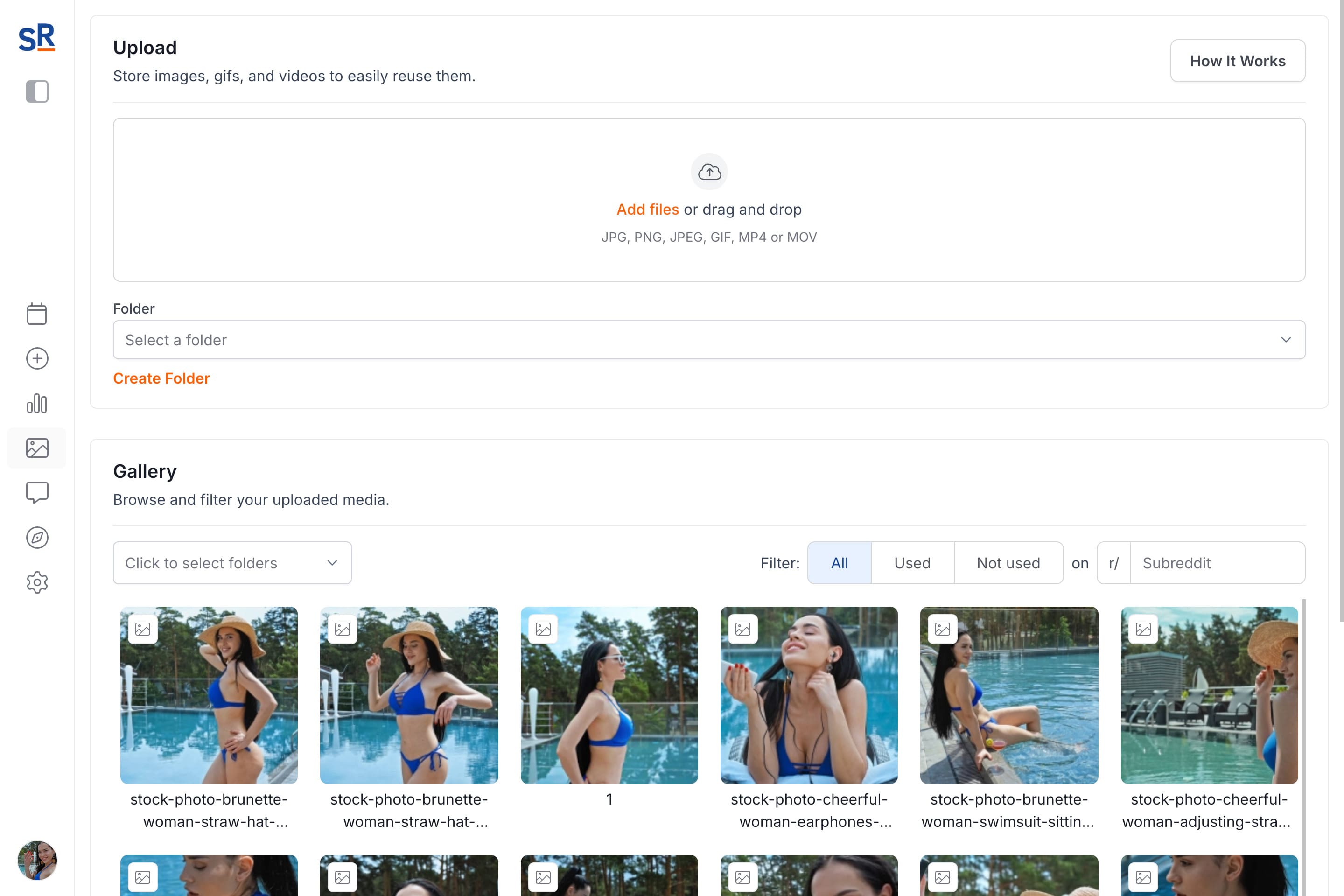 Store all your media clearly organized in one place. Find content quickly and reuse it without issues
with reposts.